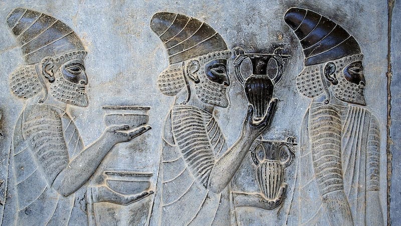 persepolis wall with Achaemenid faces in near shiraz